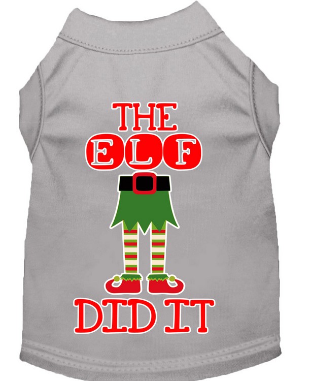 The Elf Did It Screen Print Dog Shirt Grey XS